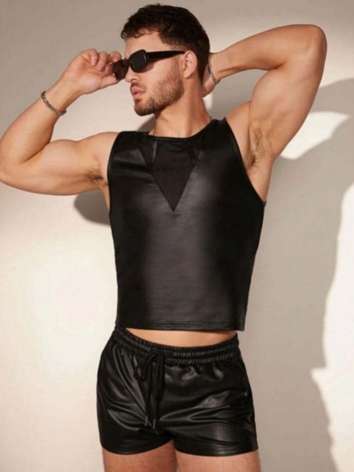 Men's Solid Color Drawstring Side Opening Perspective Shorts